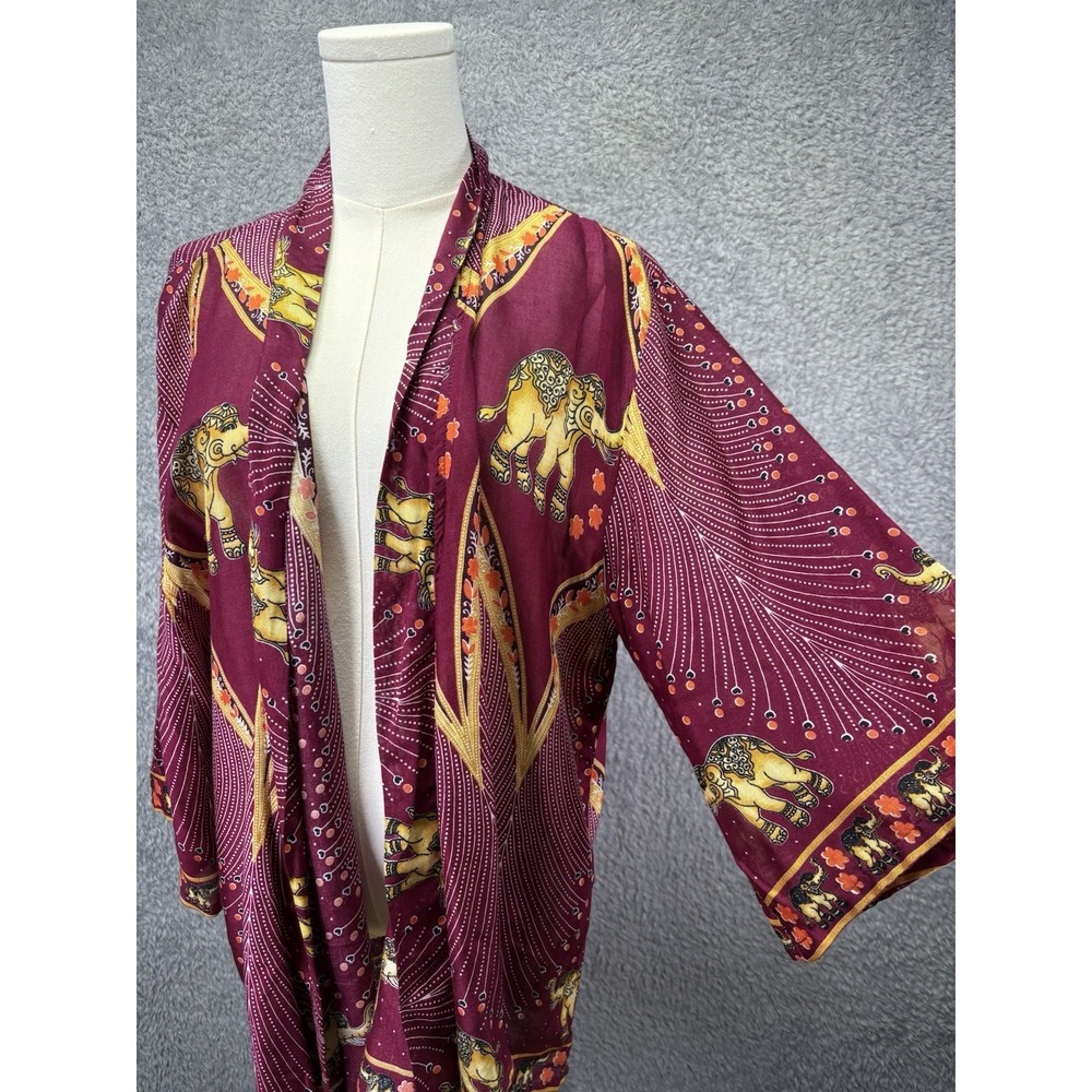 The Elephant Pants Elephant Aztec Tribal Print Kimono Cardigan S/M Boho Long